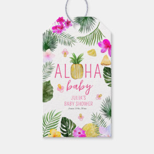 Étiquettes-cadeau Aloha Baby Pineappy & Pacifiers Baby shower Luau
