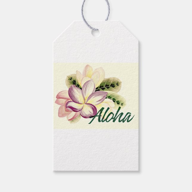 Étiquettes-cadeau Aloha Plumeria (Devant)