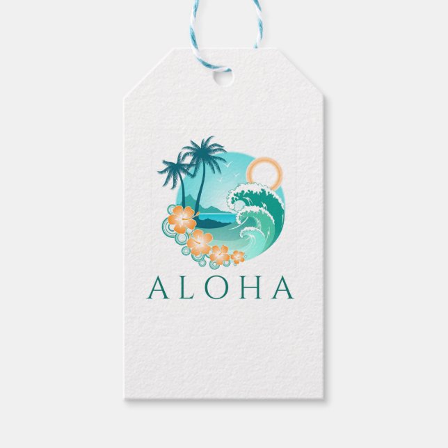 Étiquettes-cadeau Aloha Tropical (Devant)