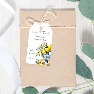 Étiquettes-cadeau Amalfi Italien bleu tuiles citrons mariage faveurs