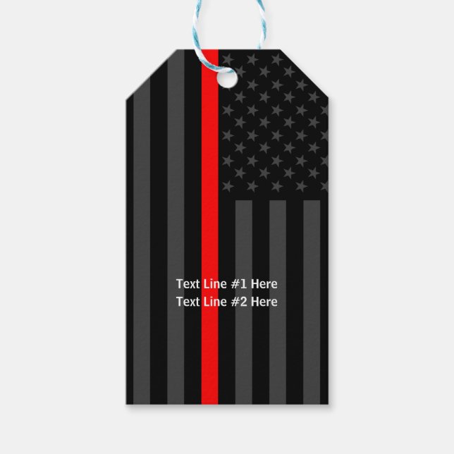 Étiquettes-cadeau American Flag Mince Red Line Personnalisé sur un (Devant)