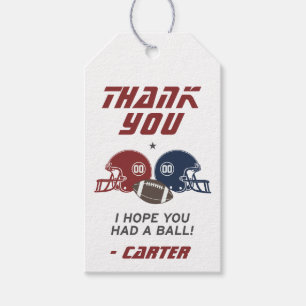 Étiquettes-cadeau American Football Navy Rouge, Merci d'anniversaire