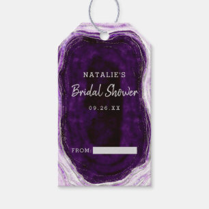 Étiquettes-cadeau Améthyst violet et argent douche à affichage nupti