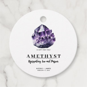 Étiquettes Cadeau Améthyste Violette Quartz Calmant Mariage 