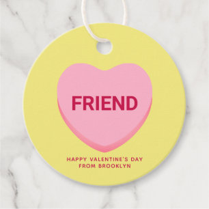 Étiquettes Cadeau Ami conversation jaune rose coeur Valentine