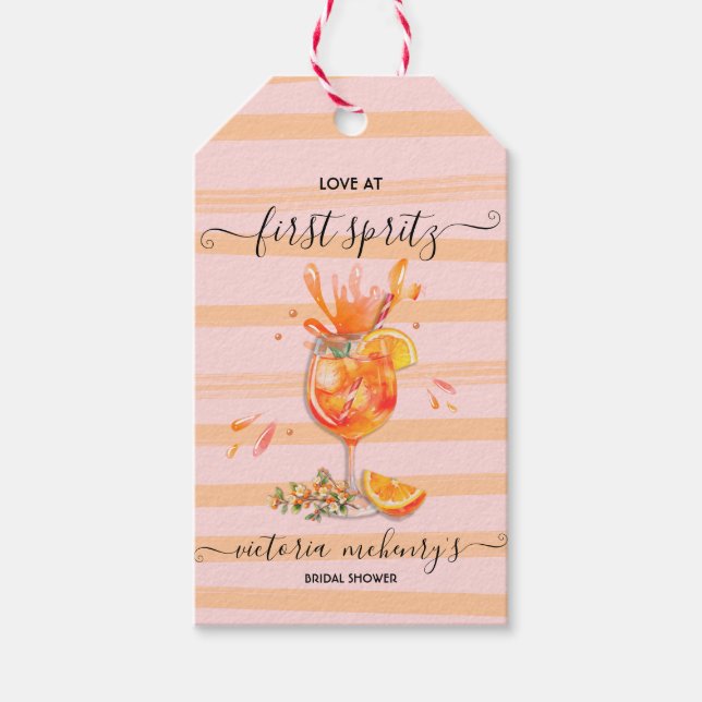 Étiquettes-cadeau Amour à la première Fête des mariées Spritz (Devant)