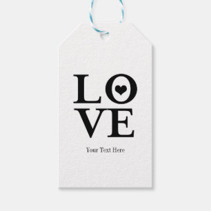 Étiquettes-cadeau Amour Coeur noir et blanc Mariage Personnalisé Fav