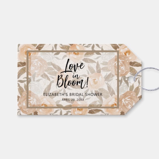 Étiquettes-cadeau Amour en fleurs Floral Rustique aux Pêches (Devant (Horizontal))