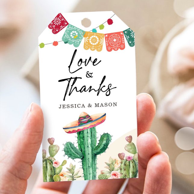 Étiquettes-cadeau Amour et Merci Merci Fiesta Cactus Douche (Créateur téléchargé)