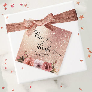 Étiquettes Cadeau Amour et Merci, Moderne, Blush Rose Gold