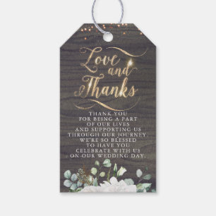 Étiquettes-cadeau Amour et Merci Rustic Floral Citrouille Mariage de