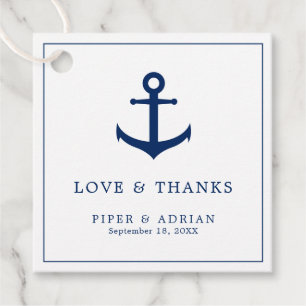 Étiquettes Cadeau Amour et Remerciements Mariage Bleu Marine Ancre N