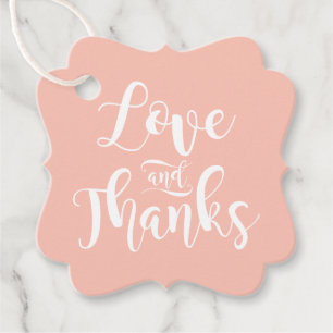 Étiquettes Cadeau Amour et Remerciements Rose Pâle Calligraphie Mari