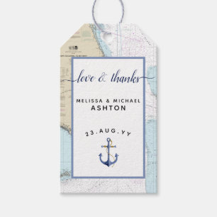 Étiquettes-cadeau Amour & Merci Floride Nautical Ancre Mariage