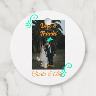 Étiquettes Cadeau Amour & merci mariage couple photo moderne ajouter