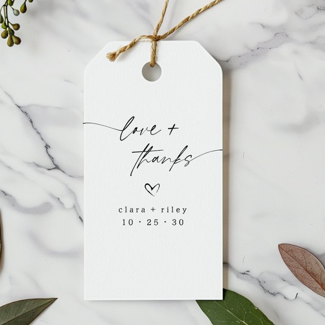 Étiquettes-cadeau Amour moderne et Merci Script Coeur Mariage Faveur (Créateur téléchargé)