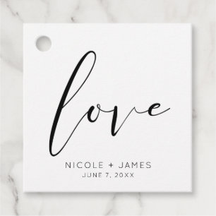 Étiquettes Cadeau Amour Noir & Blanc Mariage Minimal Moderne