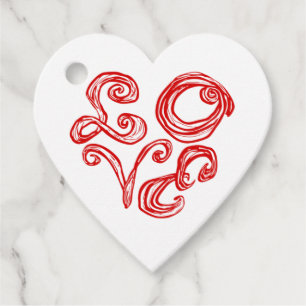 Étiquettes Cadeau AMOUR Tissu Police de caractère Lettres Rouges Mus