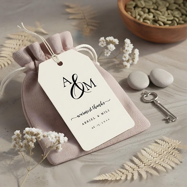 Étiquettes-cadeau Ampersand Monogramme merci la faveur de mariage (Créateur téléchargé)