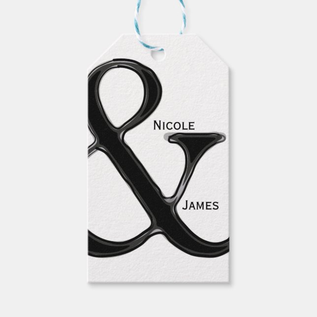 Étiquettes-cadeau Ampersand noir & blanc Chic Wedding Favoriser (Devant)