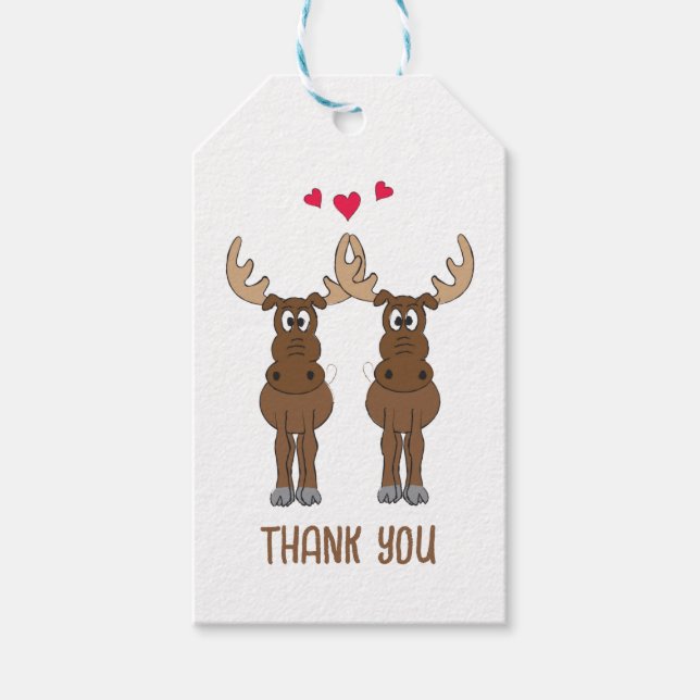 Étiquettes-cadeau Amusant Anniversaire Fête Whimsical Faveur Moose (Devant)