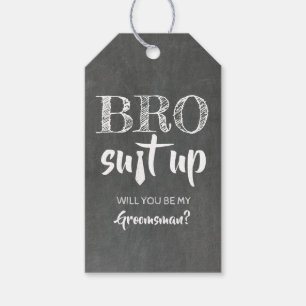 Étiquettes-cadeau Amusant Bro Suit Up Groomsman Proposition