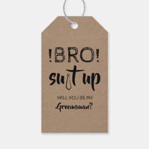 Étiquettes-cadeau Amusant Bro Suit Up Groomsman Proposition