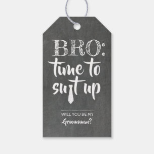 Étiquettes-cadeau Amusant Bro Suit Up Groomsman Proposition