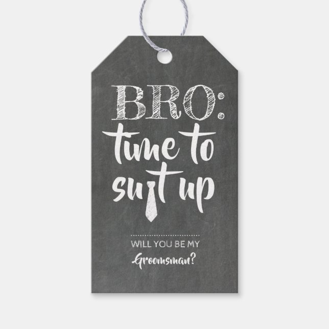Étiquettes-cadeau Amusant Bro Suit Up Groomsman Proposition (Devant)