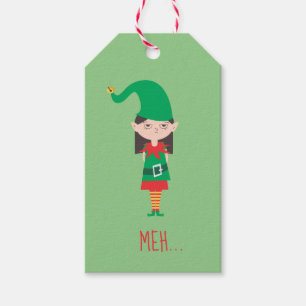Étiquettes-cadeau Amusant Elf Fille de Noël