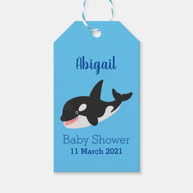 Étiquettes-cadeau Amusante baleine orque mignonne dessin animé (Devant)