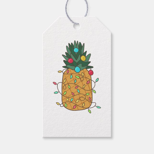 Étiquettes-cadeau Ananas de Noël tropical (Devant)