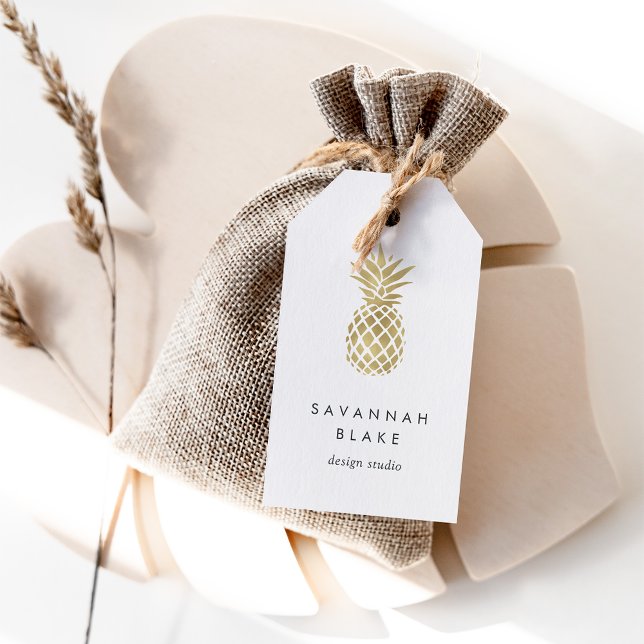 Étiquettes-cadeau Ananas Faux Gold (Créateur téléchargé)