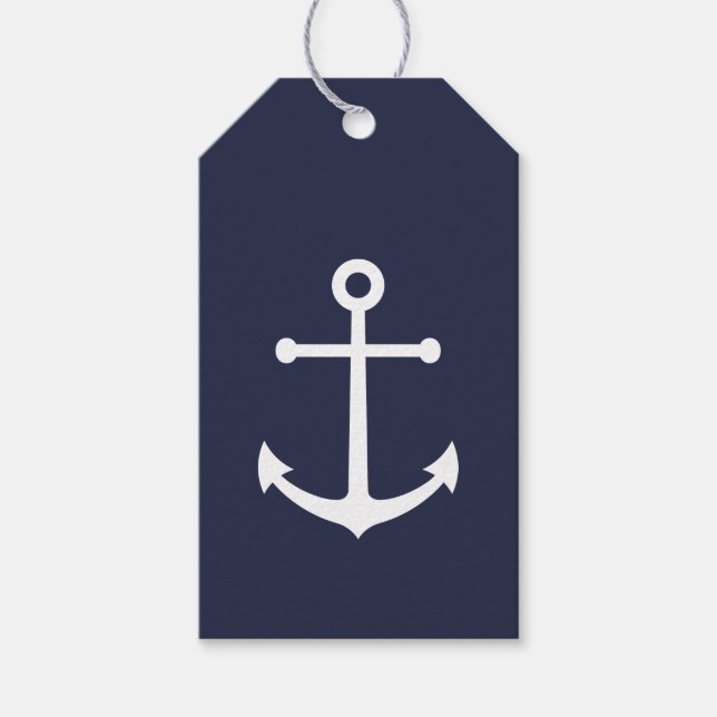 Étiquettes-cadeau Ancre bleue marine (Devant)