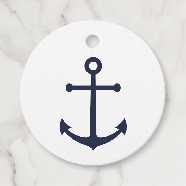 Étiquettes Cadeau Ancre bleue marine (Devant)