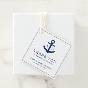Étiquettes Cadeau Ancre bleue Marine Cute Boy Baby shower nautique