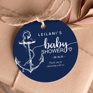 Étiquettes Cadeau Ancre nautique Baby shower Marine Blue Cadeaux Tag