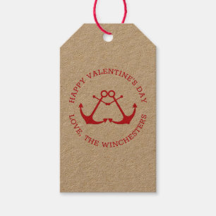 Étiquettes-cadeau ancres nautiques Heureuses Saintes-Valentin coutum