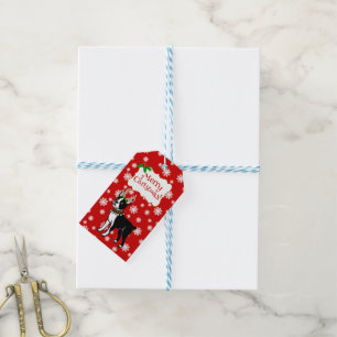 Étiquettes-cadeau Andouillers de Noël de Boston Terrier