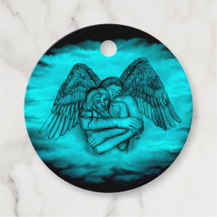 Étiquettes Cadeau Angel Eros en amour, design noir et vert