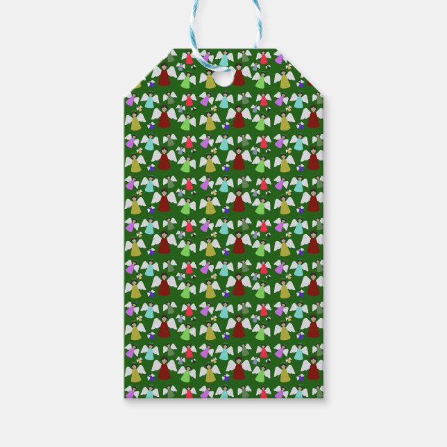 Étiquettes-cadeau Anges de Noël colorés Motif (Devant)