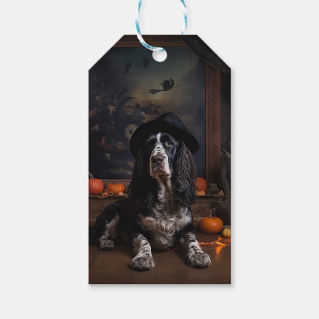 Étiquettes-cadeau Anglais Cocker Espagnol Citrouille Halloween effra (Devant)