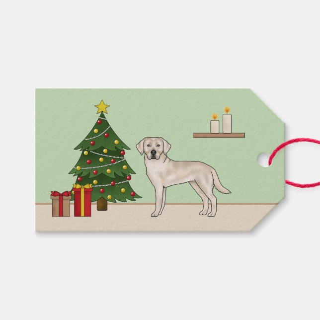 Étiquettes-cadeau Anglais Creme Labrador Retriever Christmas Tree (Devant (Horizontal))
