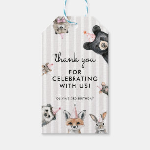 Étiquettes-cadeau Animaux de fête de la forêt, cadeau de fête d'anni