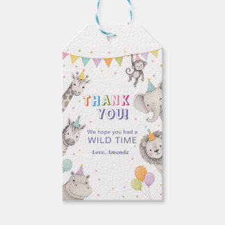 Étiquettes-cadeau Animaux de Fête Safari Jungle Zoo Merci