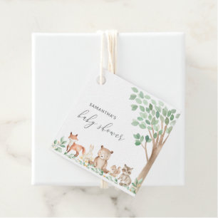 Étiquettes Cadeau Animaux de forêt Baby shower neutre pour les homme