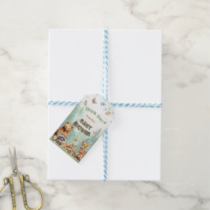 Étiquettes-cadeau Animaux de la forêt Fleurie bébé shower Merci