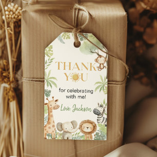 Étiquettes-cadeau Animaux de la Jungle Safari Anniversaire Merci