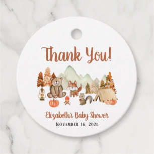 Étiquettes Cadeau Animaux des bois Baby shower d'automne Merci
