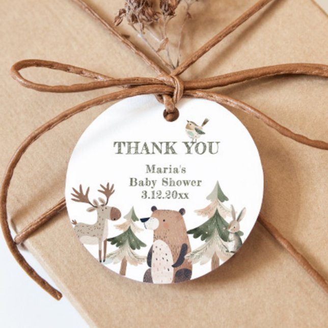 Étiquettes Cadeau Animaux des forêts Merci de l'ours des forêts (Créateur téléchargé)